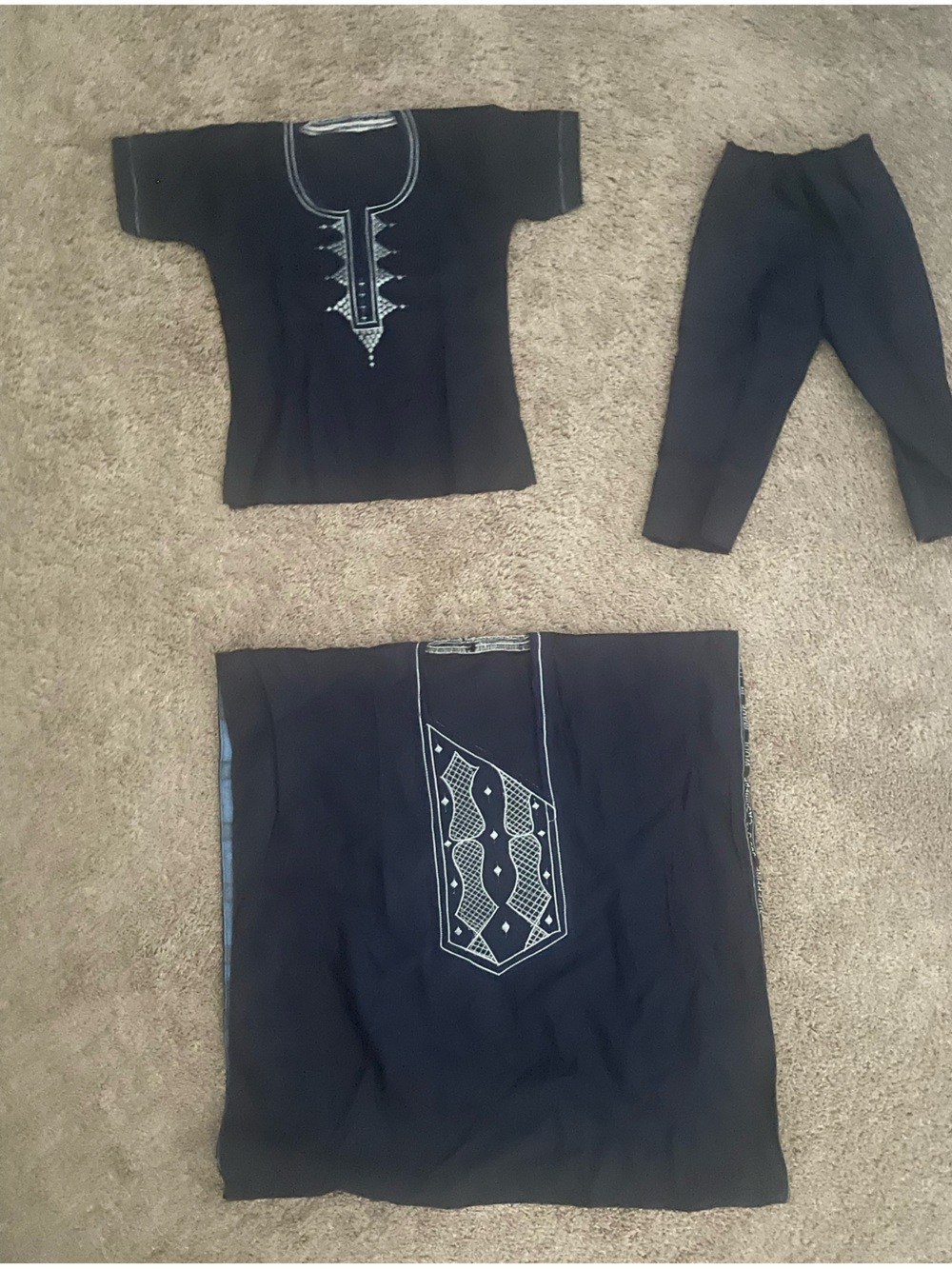 Kids Navy Blue African Native Three-Piece Outfit